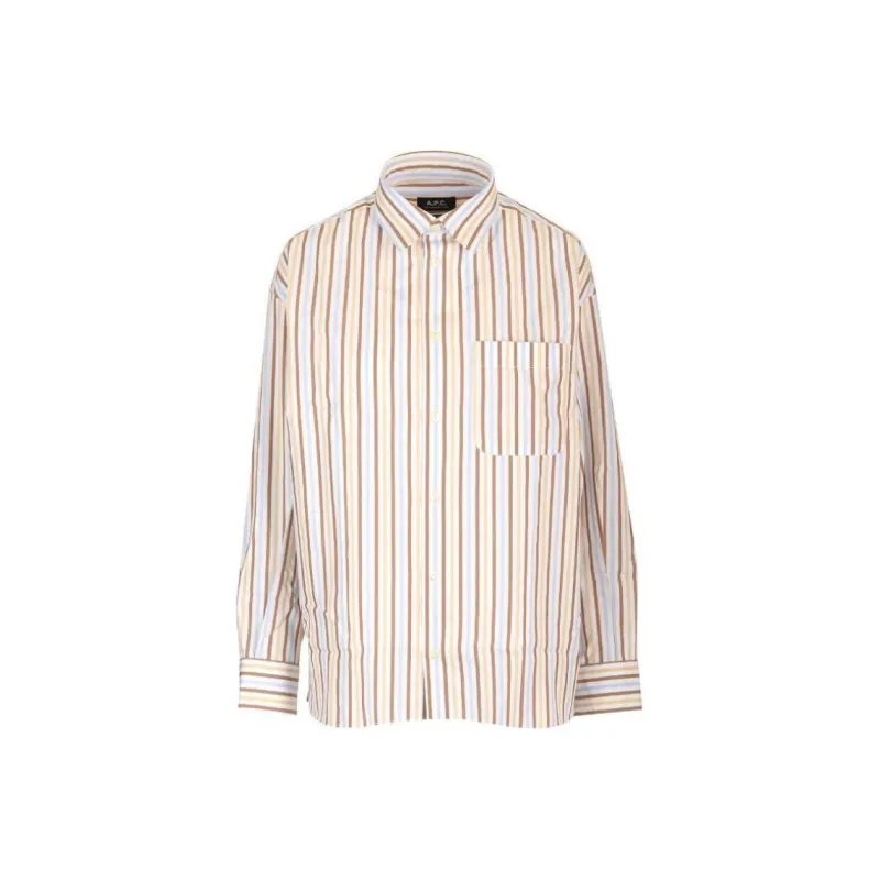 A.P.C Curved Hem Pinstriped Shirt-0