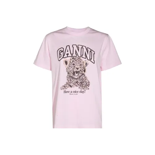GANNI Basic Jersey Leopard Relaxed T Shirt
