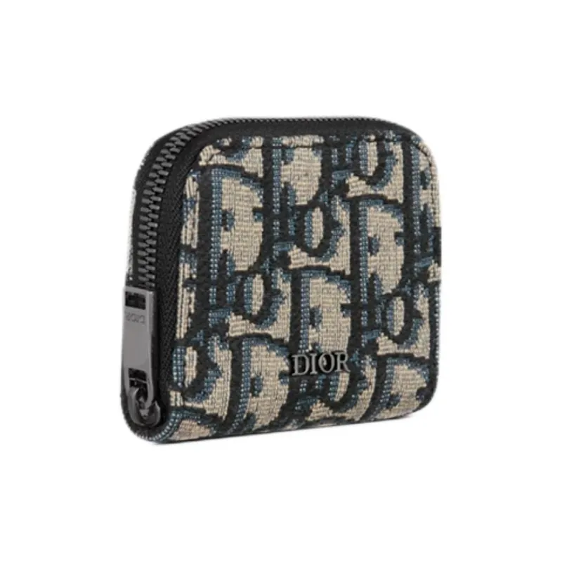 DIOR Cotton Coin Purse Small Size Unisex Beige & Black-1