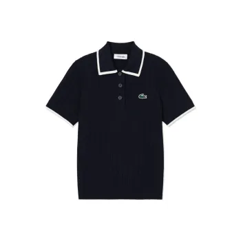 LACOSTE Polo Shirt Women's Navy Blue/White