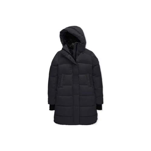 Canada Goose Alliston Series FW22 Solid Color Hooded Fitted Moderate Mid Length Down Jacket Women's Dark Blue