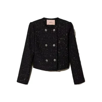 Twinset Double breasted Paillette Cropped Jacket