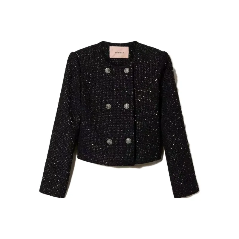 Twinset Double breasted Paillette Cropped Jacket-0