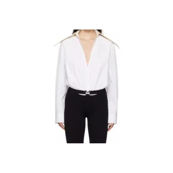 Mugler Spiky Satin Collar Bodysuit