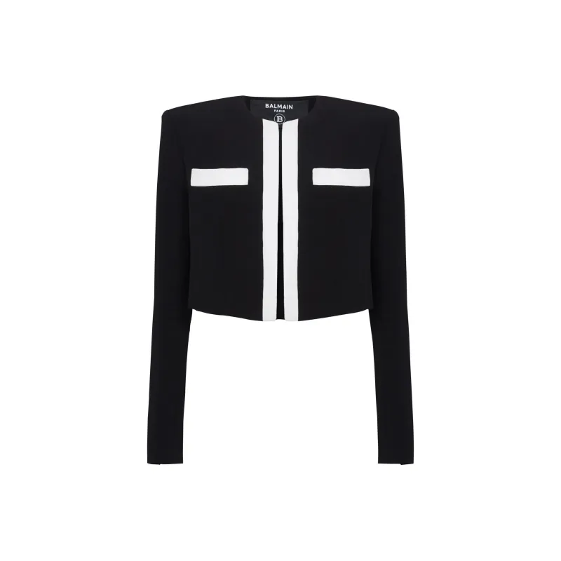 BALMAIN Two Tone Crepe Spencer Jacket-0