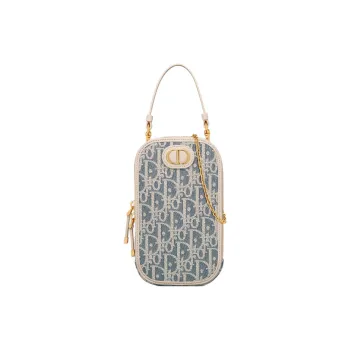 DIOR 30 Montaigne Cotton One Shoulder Handbag Women's Blue & White