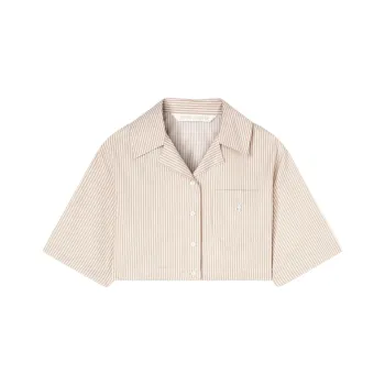 PALM ANGELS Curved Logo Cropped Shirt