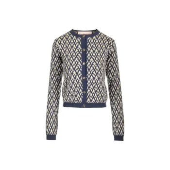 Valentino Toute La V Jacquard Button Up Cardigan