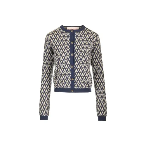 Valentino Toute La V Jacquard Button Up Cardigan