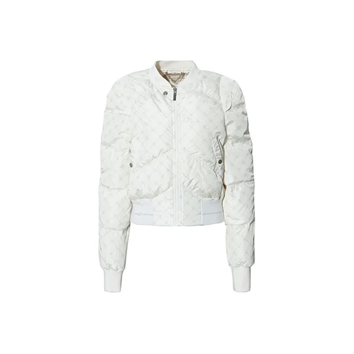 RARE FW22 Solid Color Baseball Collar Cropped Down Jacket Women's White-0