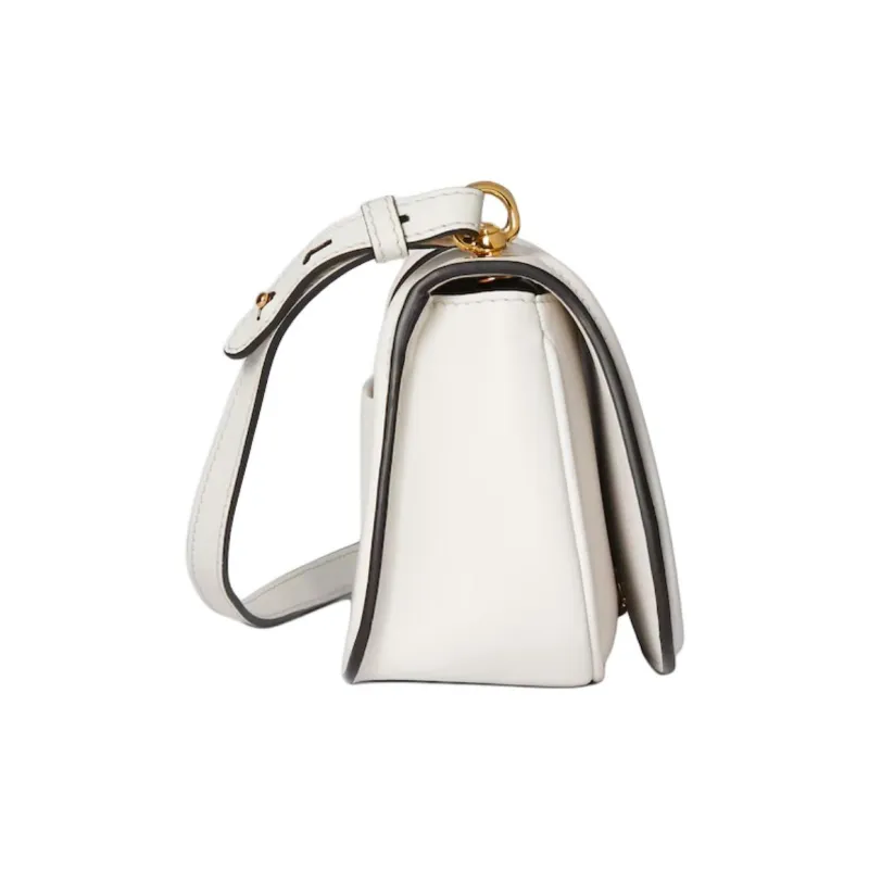 GUCCI Leather Shoulder Bag Mini Women's White-2