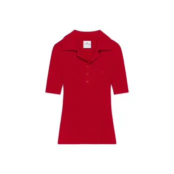 COURREGES Iconic Rib Knit Polo Shirt