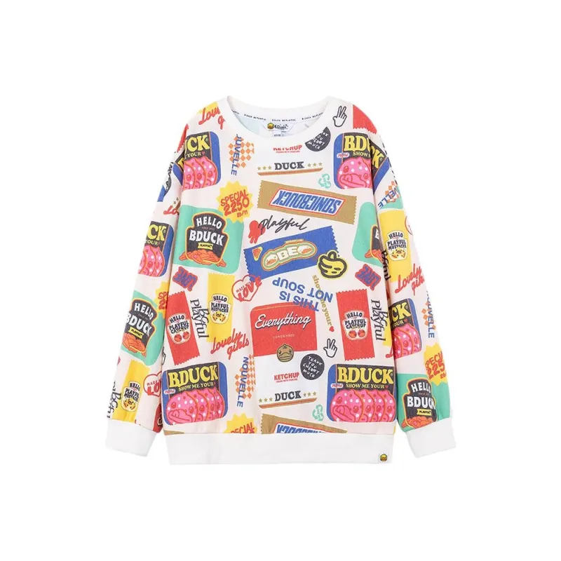 B.Duck Sweatshirt Women's Beige All Over Print-0
