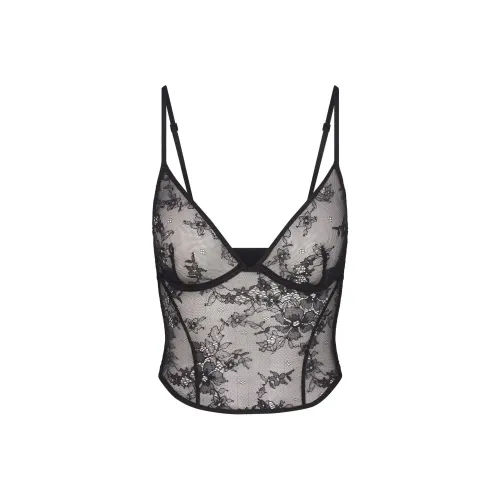 SKIMS FW24 ULTRA FINE LACE PLUNGE CORSET Camisole Women's ONYX/Onyx