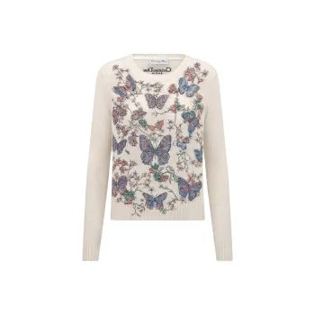 DIOR SS25 Spring Summer Ready to Wear Collection Cashmere Sweater Women's White