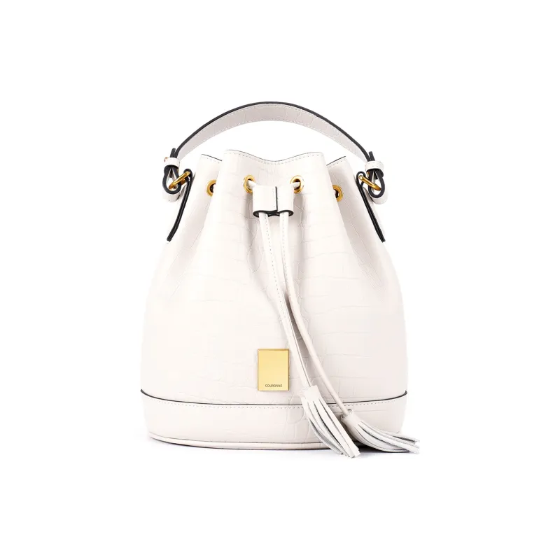 COURONNE Split Cow Leather Crossbody Bag Regular Women's Black/Ecru-6
