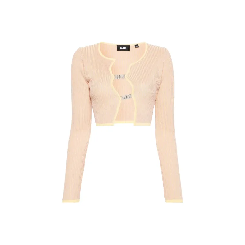 GCDS Comma Ribbed Cropped Cardigan-0