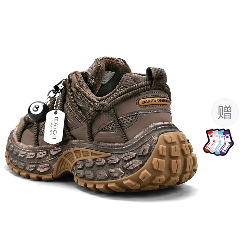 Masongarments Cushioned Wear-Resistant Breathable Lightweight Height Increasing Low-Top Chunky Sneakers Men's-6