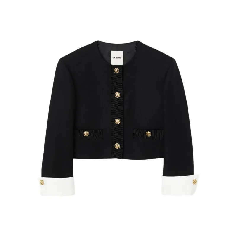 Sandro Cropped Virgin-wool Jacket-0