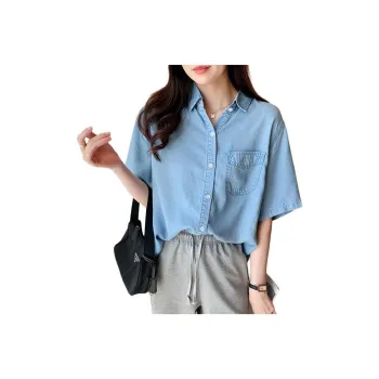 Tonlion Shirt Women's Light Denim Blue