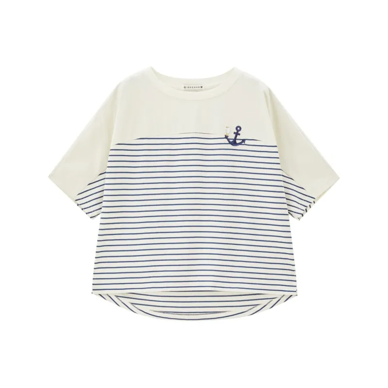 UNIQLO T-Shirt Women's Blue White Stripes-0