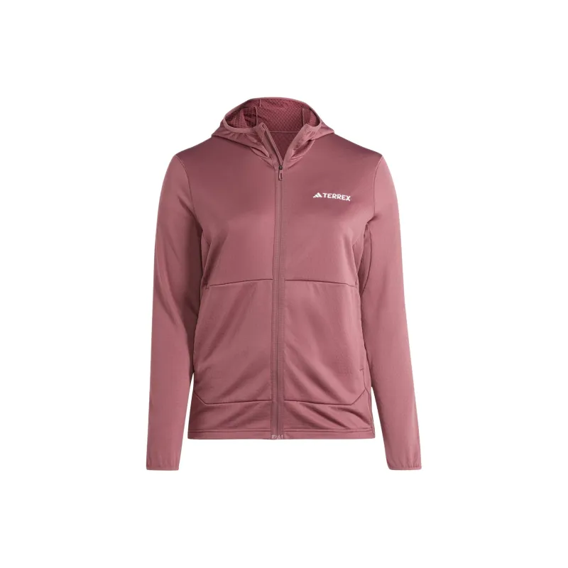 Adidas Adidas Terre Terrex Xperior Light Fleece Hooded Jacket Plus Size Jackets Coats Women's Burgundy-0