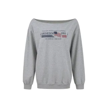 Ariseism Design Pullover Slanted Shoulders Long Sleeved Sweatshirt, New Autumn Top Women's