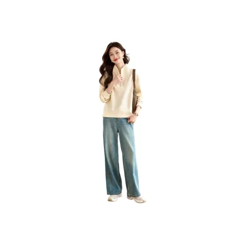Oudifu Sweatshirts Women's Ecru