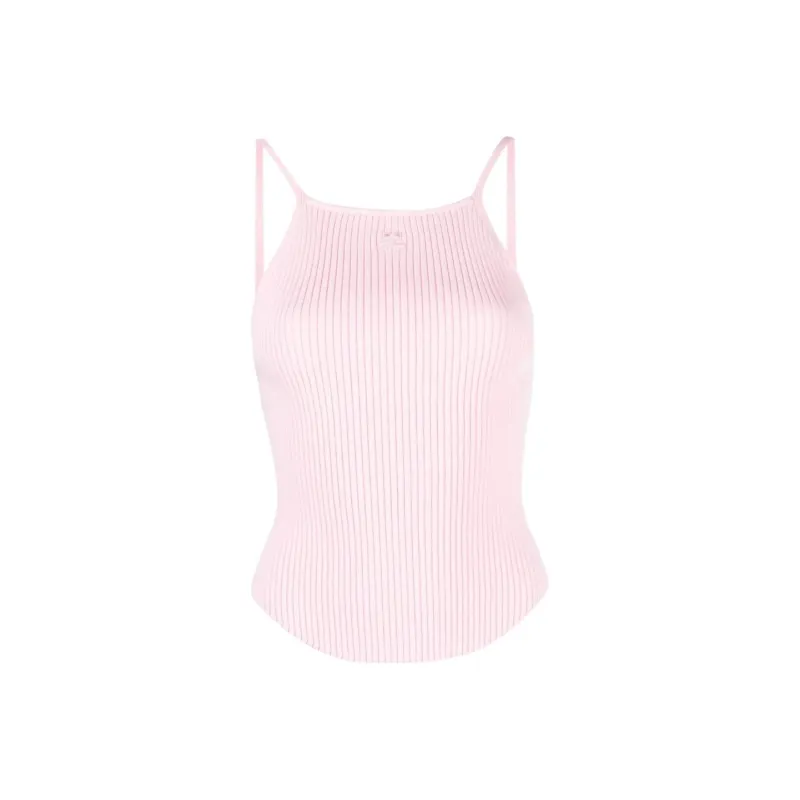 COURREGES Logo embroidered Ribbed Vest-0