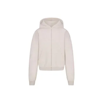 SKIMS Fake Day Collection FW24 COTTON FLEECE CLASSIC ZIP UP HOODIE Sweatshirt Women's Heather Oatmeal/Sage Oatmeal Bars