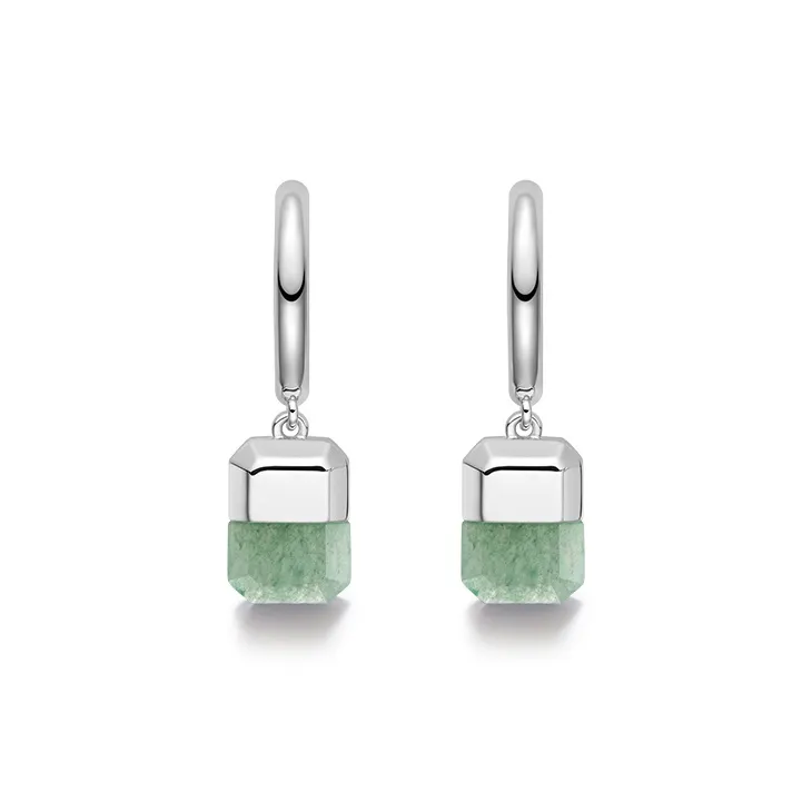 HEFANG Candy Series Copper Alloy Lucky Sugar Cube Hoop Earrings Women's-16