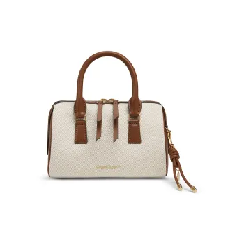 CHARLES&KEITH Synthetic Leather Shoulder Bag, Handbag Trumpets Women's Taupe Canvas Beige/Taupe