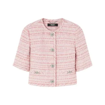 VERSACE Medusa Plaque Cropped Tweed Jacket