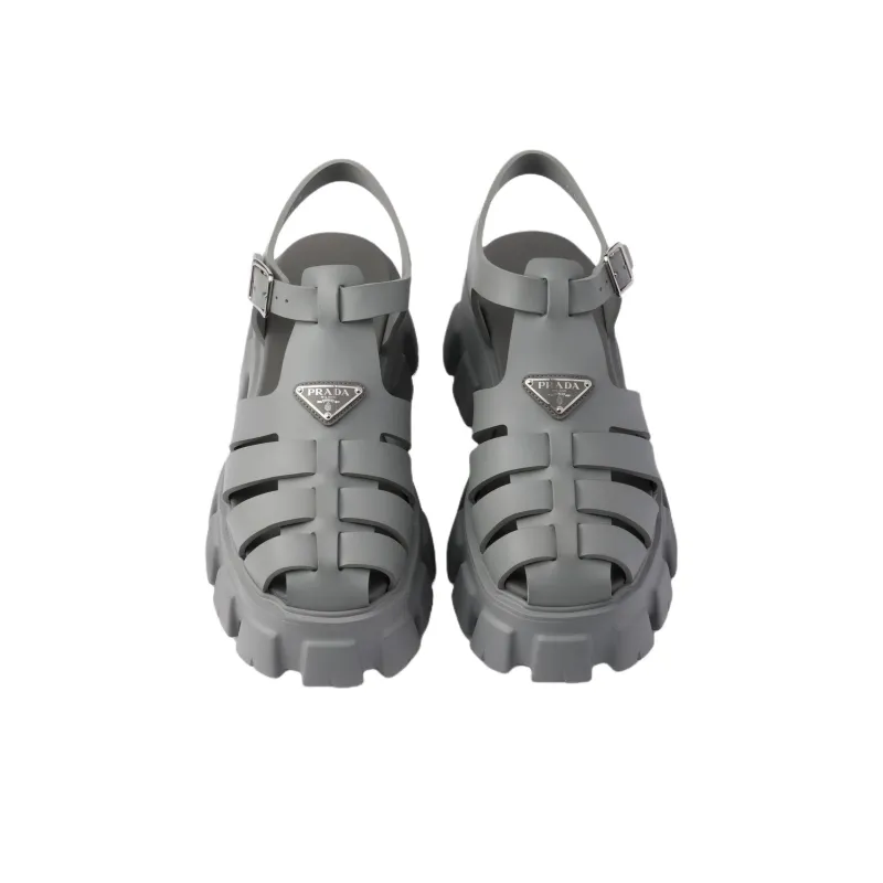 PRADA Monolith Roman Sandals 5cm Women's Gray-4