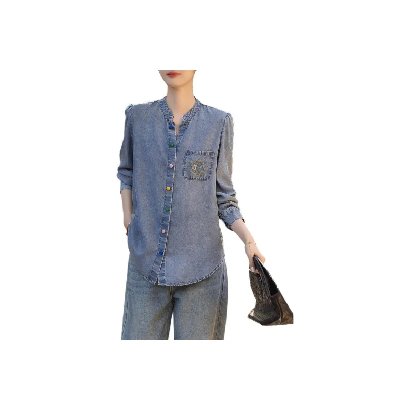 【dme】 Shirt Women's Light Denim Blue-0