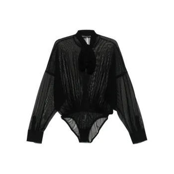 NORMA KAMALI Bow Shirt Bodysuit