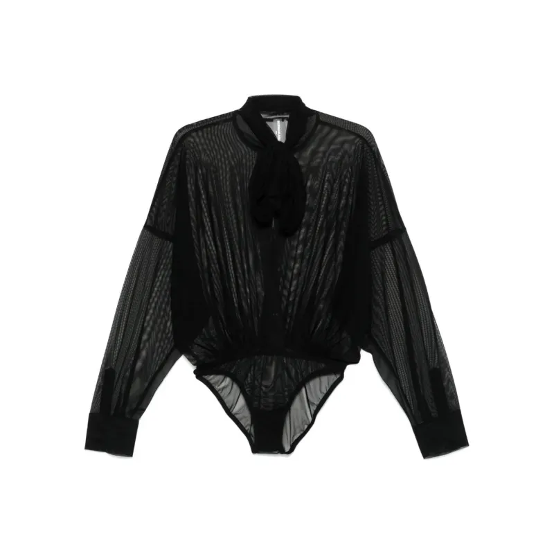 NORMA KAMALI Bow Shirt Bodysuit-0