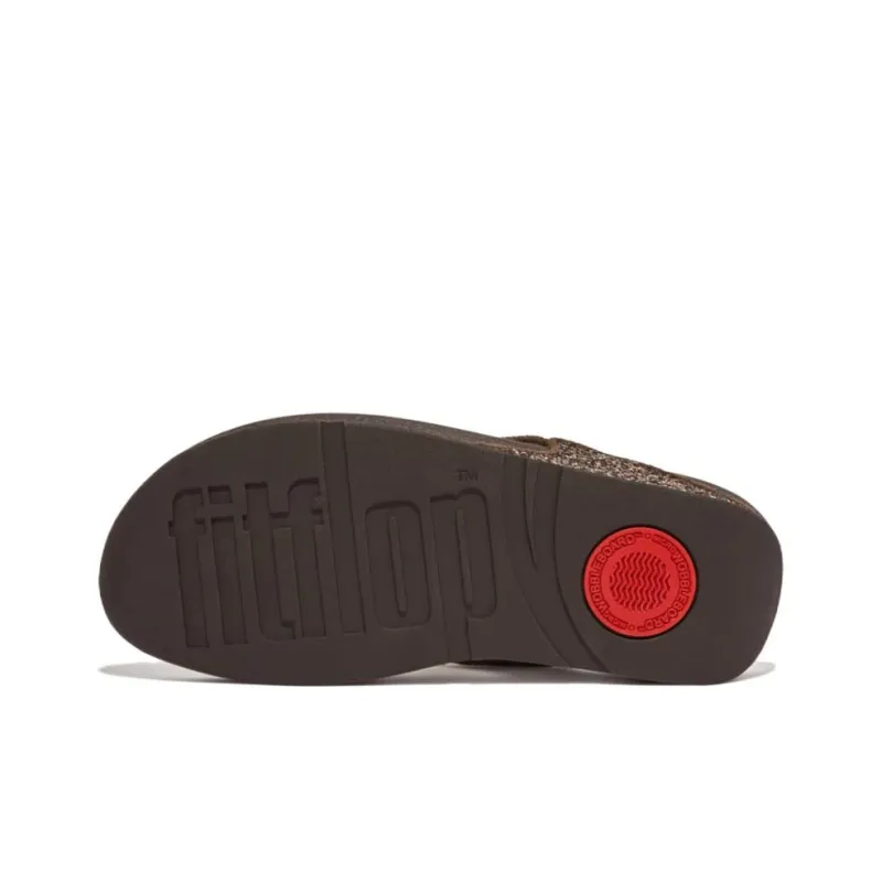 FITFLOP Rubber Sole Slip Resistant Flip Flops Women's Black Gold-3