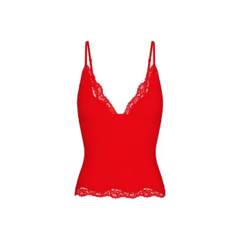 SKIMS Valentine's Day Collection SS25 FITS EVERYBODY LACE TRIANGLE CAMI Camisole Women's CAYENNE/Cayenne