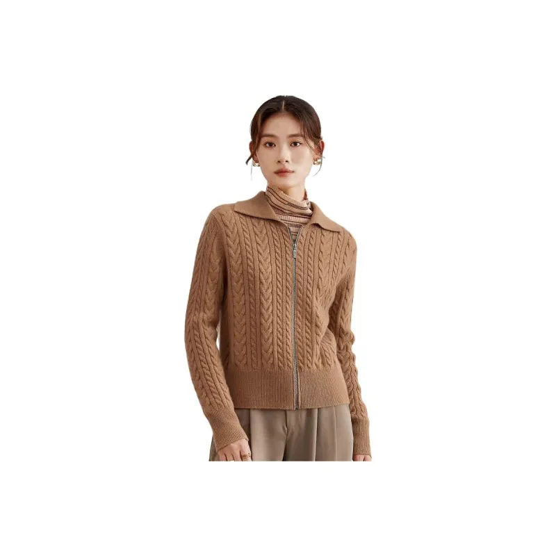 MIHUANG Cashmere Sweater Women's Dark Camel-0