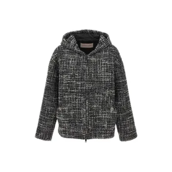 Valentino Zip-Up Tweed Jacket