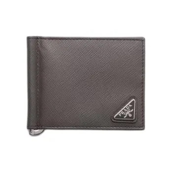 PRADA Saffiano Calfskin Wallet Men's Smoke Gray
