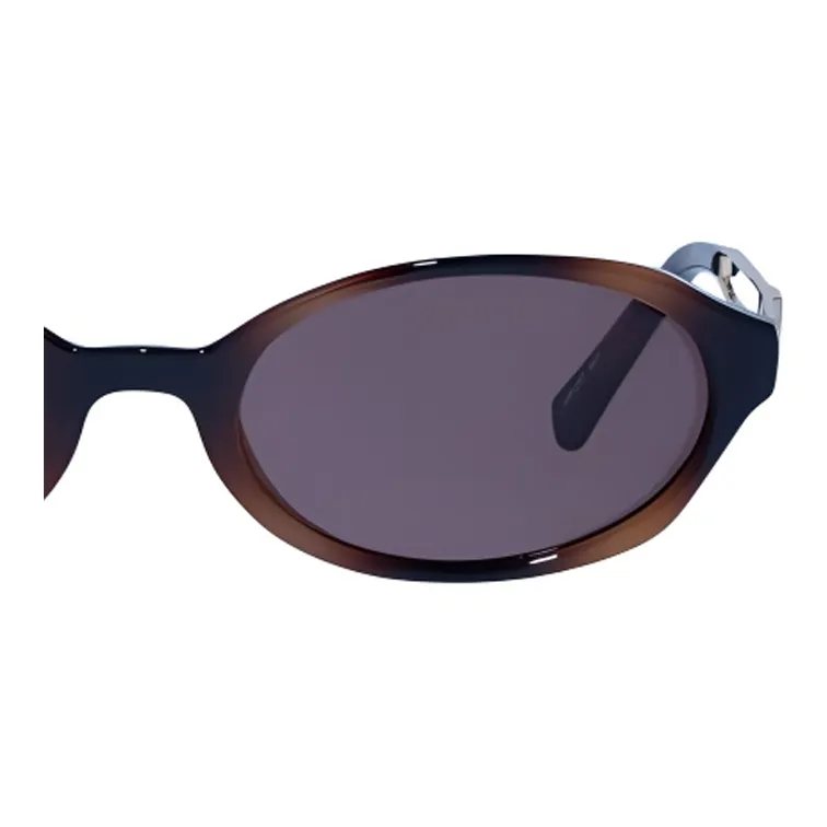 Le Specs Polycarbonate Metal Oval Sunglasses Unisex Black Brown-2