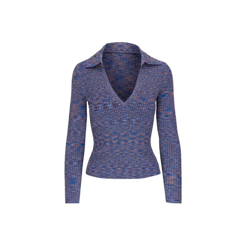 VERONICA BEARD Mélang-effect Ribbed-knit Top-0