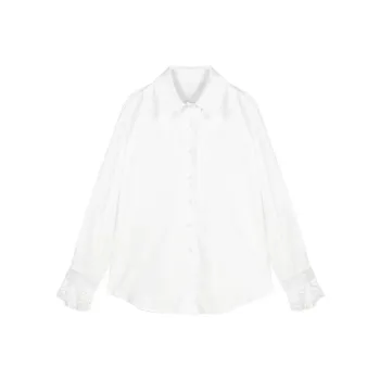 POPO.INFO Shirt Women's White Lace Mock Two Piece