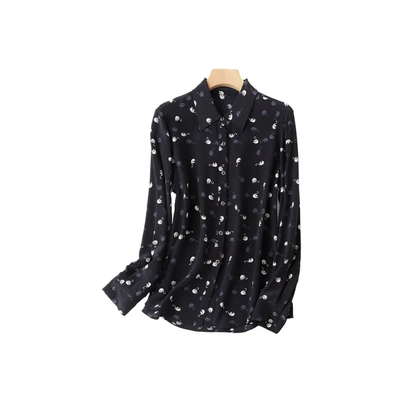 Korean Style Shirt Women's Navy Blue-0