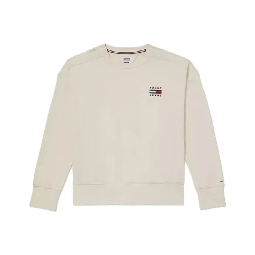 Tommy Hilfiger Logo Crewneck Sweatshirt Tops White Swan Sweatshirt Women's White
