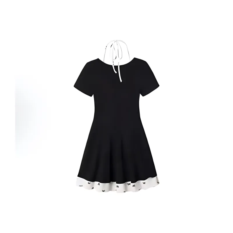 AHDO Short Sleeved Dress Women's Black-1