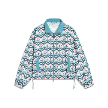 LiNing Sports Trend Series Jacket Women's Blue Pink Floral All Over Print
