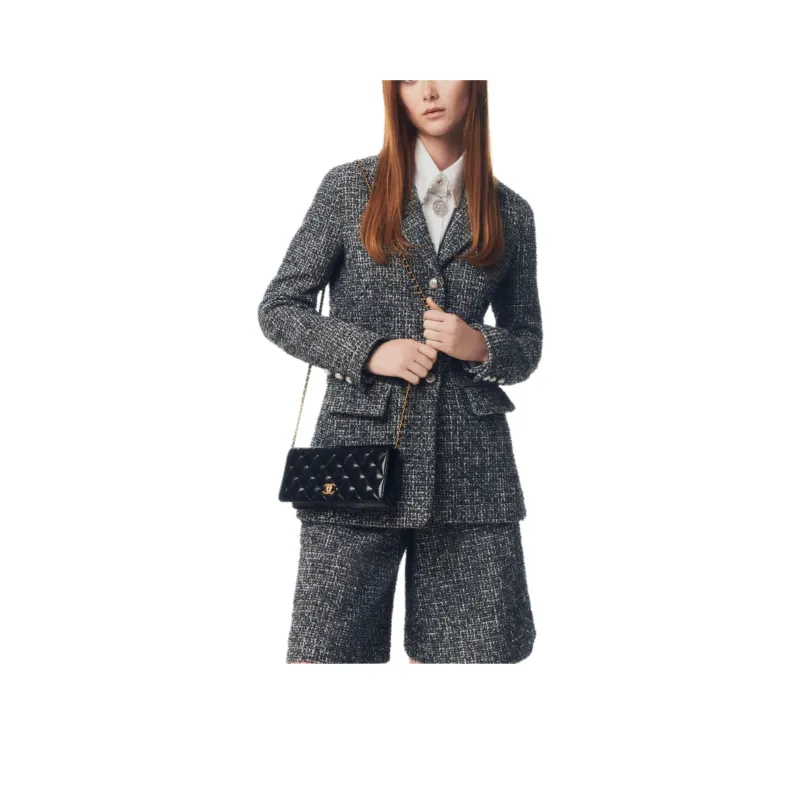 CHANEL 25P Jackets Coats Women's Dark Gray White-0